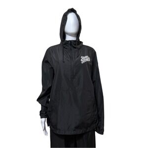 Risky Business Black Hooded Windbreaker Jacket Size Small